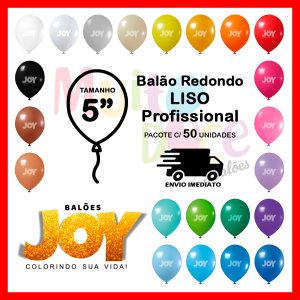 Balão Liso 5 Polegadas – 50 unidades – Bexiga de Látex – Joy