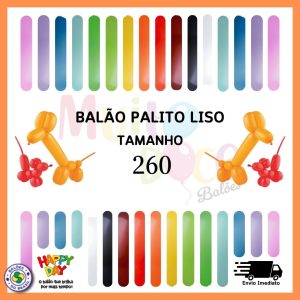 Balão de Látex 260 Polegadas - 30 unidades - Bexiga Palito/Canudo - Happy Day