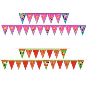 Faixa Decorativa Feliz Aniversário Show da Luna - Bandeirola Luna Melancia