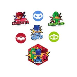 Mini Tags Apliques Decorativos Pj Masks - 50 Unidades - Mini Personagens Pj Masks